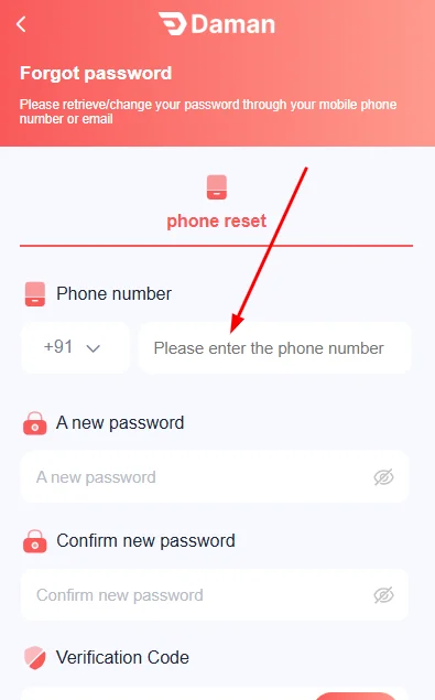 Add your registered mobile number